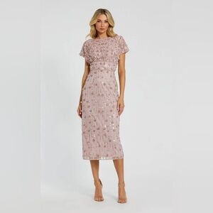 Mac Duggal 94117 NWT Bateau Neck Short Sleeve Dress